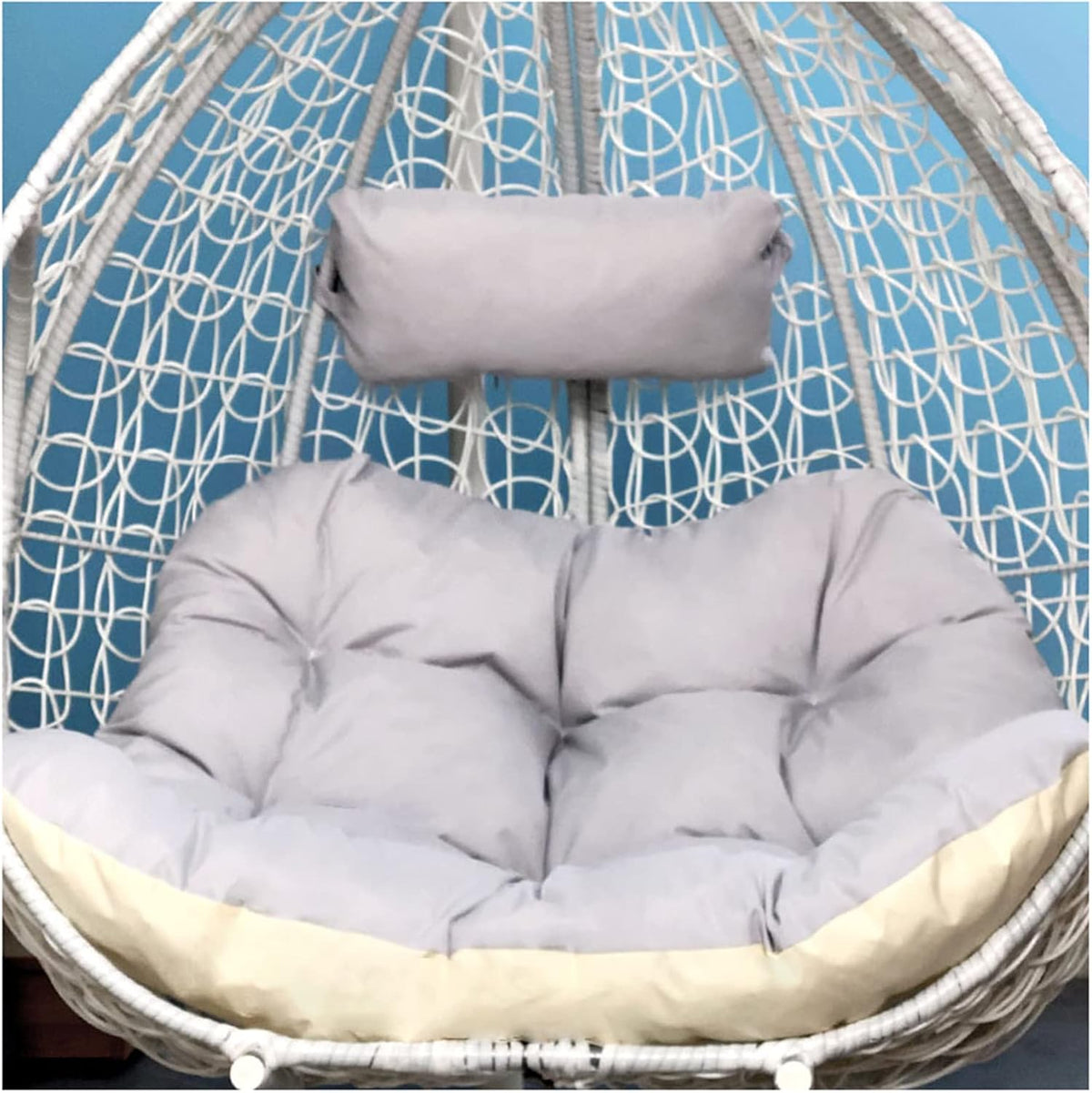 Columpio Generic, Silla colgante doble con forma de huevo para 1 o 2 personas, cesta colgante de ratán, lavable, para interiores y exteriores, patio