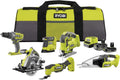 Taladro percutor 18V ONE+ Kit Combinado Inalámbrico 10 Herramientas, Taladro, Sierra, Multiherramienta y Más, Incluye 2 Baterías y Cargador, Ryobi