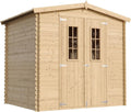 TIMBELA M369C Cobertizos de almacenamiento, Cobertizo de Madera para jardín con Suelo TRATADO - 226x236cm/4.33 m² Cobertizo de Madera Natural - Taller