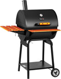 CC2024 de Royal Gourmet, barbacoas de carbón, Parrilla de carbón de 24 pulgadas con estante frontal de madera y estante lateral, parrilla de carbón