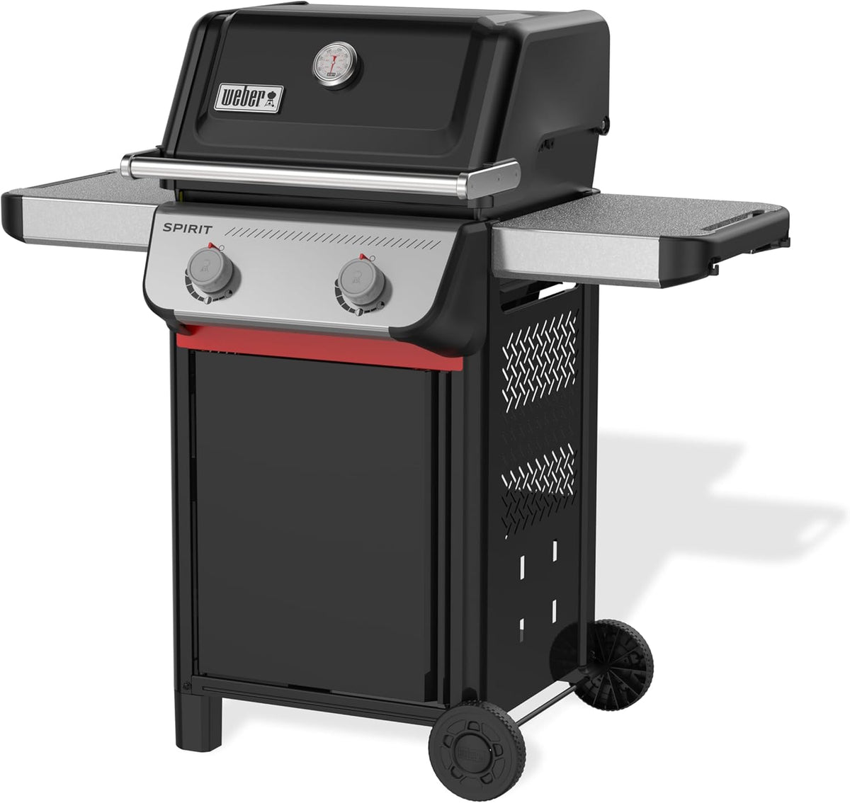 Weber Parrillas de propano, Spirit E-210 barbacoa de gas, 2 quemadores, superficie de cocción de 51 x 46 cm, termómetro en la tapa, 2 ruedas