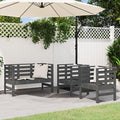 Juegos de conversación Juego de salón de jardín de 3 piezas, color gris, madera maciza de pino, para patio, balcón, porche, cómodo mobiliario de