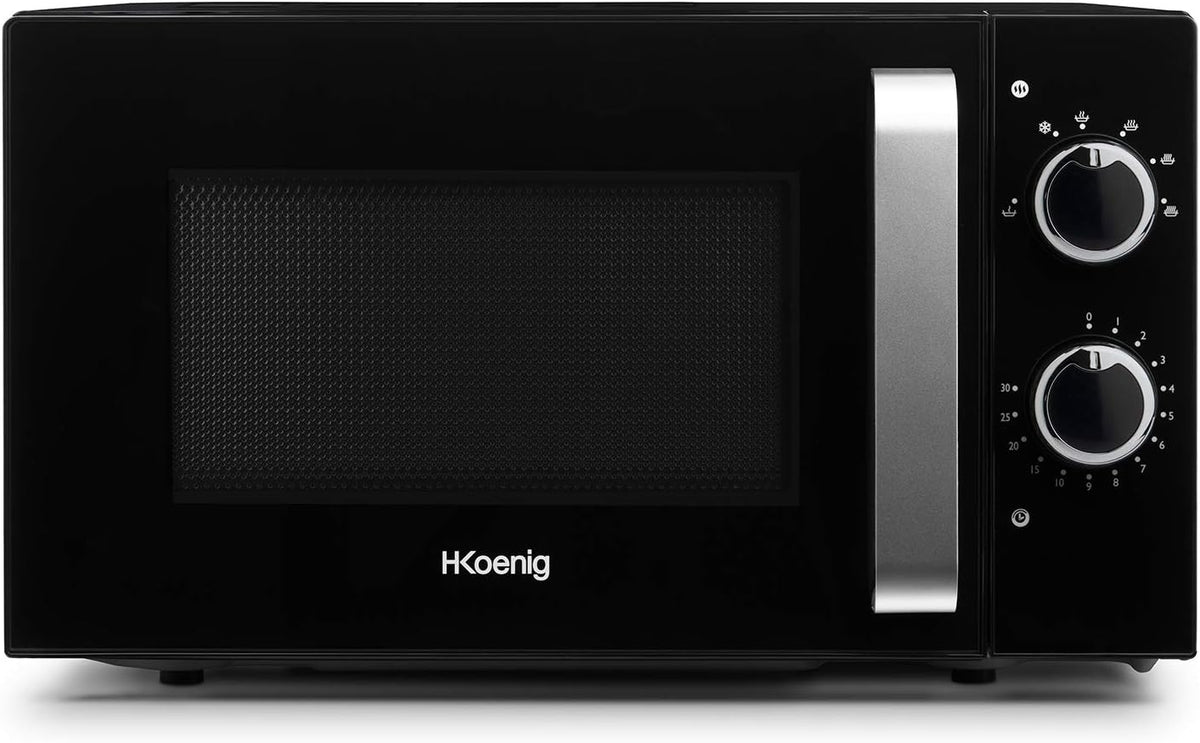 Microondas sencillo Microondas compacto de diseño 20L VIO8 Negro H.Koenig Potente 700W, Plato giratorio de 24, 5cm, Multifunción 5 posiciones de calor