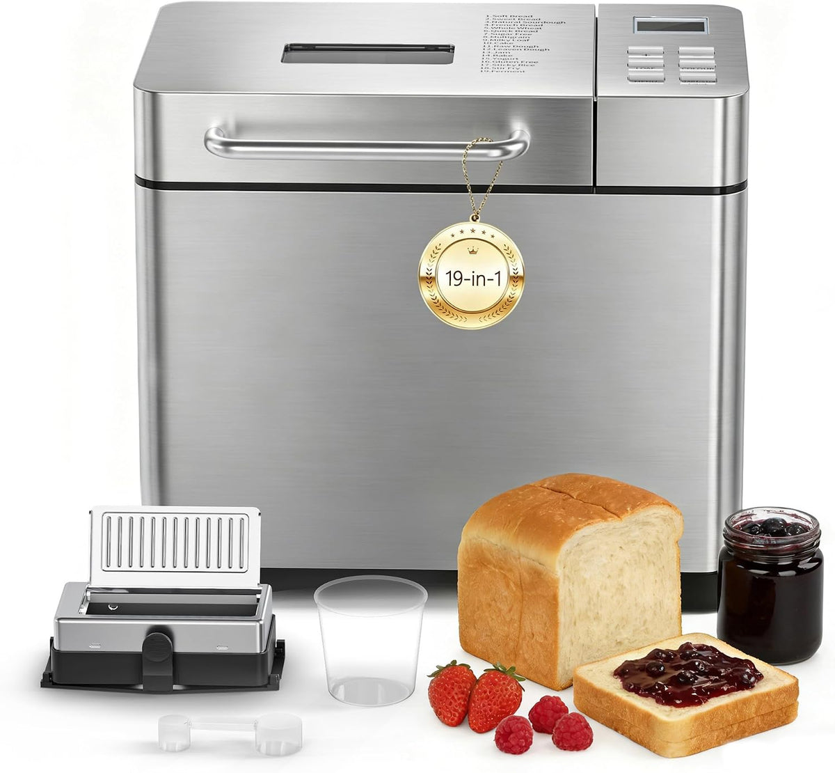 Airfish Panificadora, 19 en 1 Panificadora Inteligente con Dispensador Automático de Ingredientes, Panificadora de Pan con Programa Sin Gluten