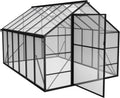PEILU Invernadero, de aluminio con techo de PC transparente, ventanas y puerta, con/sin base, 380x250x205 cm, resistente al invierno, invernaderos de