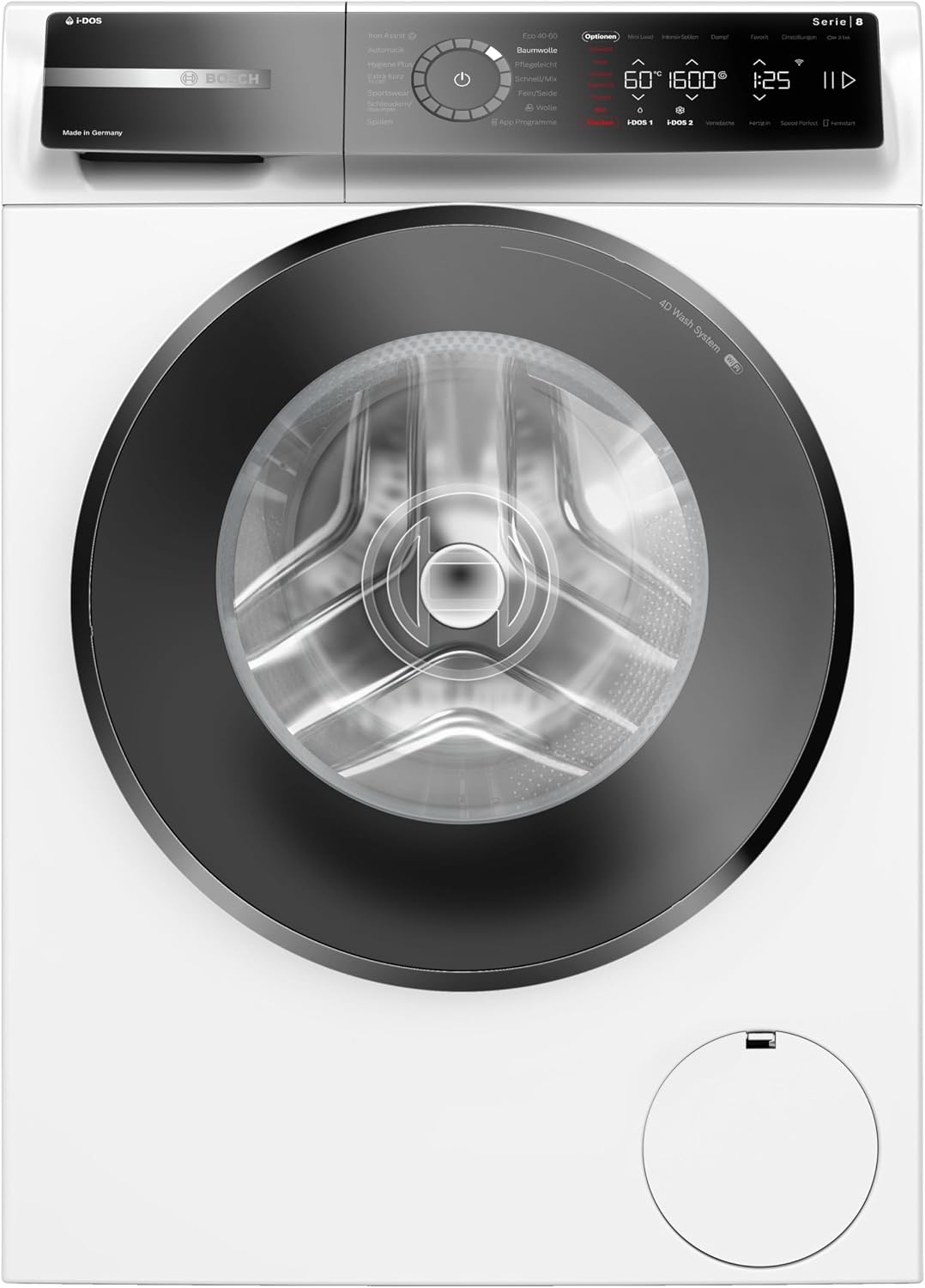 Bosch WGB256A41 Lavadora, Serie 8, Lavadora inteligente, 1-10 kg, 1600 rpm, fabricada en Alemania, máximo ahorro de energía y agua, dosificación