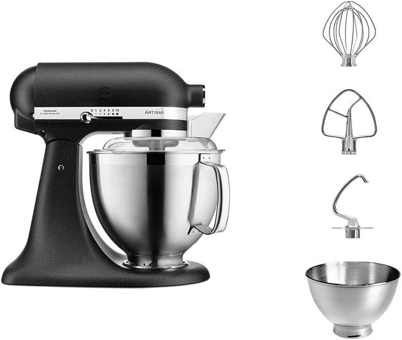 5KSM185PS de KitchenAid, robots de cocina, ARTISAN - Robot de cocina (4, 8 L, con motor inclinable, color negro