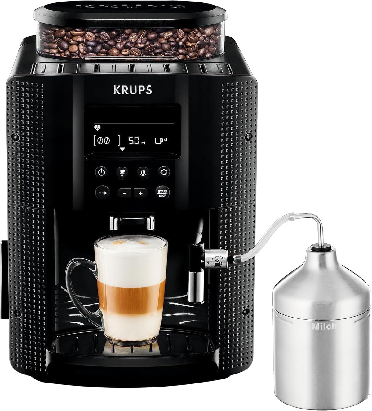KRUPS Cafetera automática, Essential, Cafetera superautomática, Depósito de agua de 1, 7 L, 3 niveles de temperatura, 3 texturas de molienda, 15 Bares
