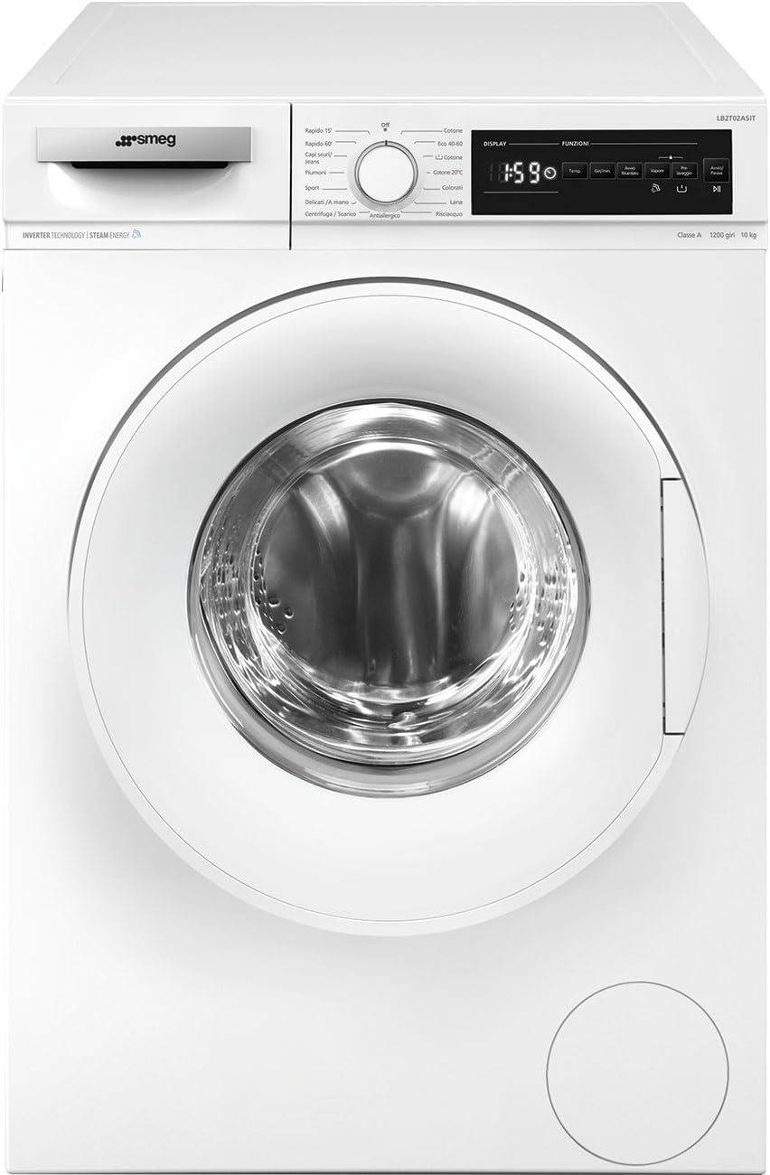 Lavadora Smeg, LAVATRICE CF 10KG 1200G INVERTER VAPORE LANA SPORT STIRO FACILE