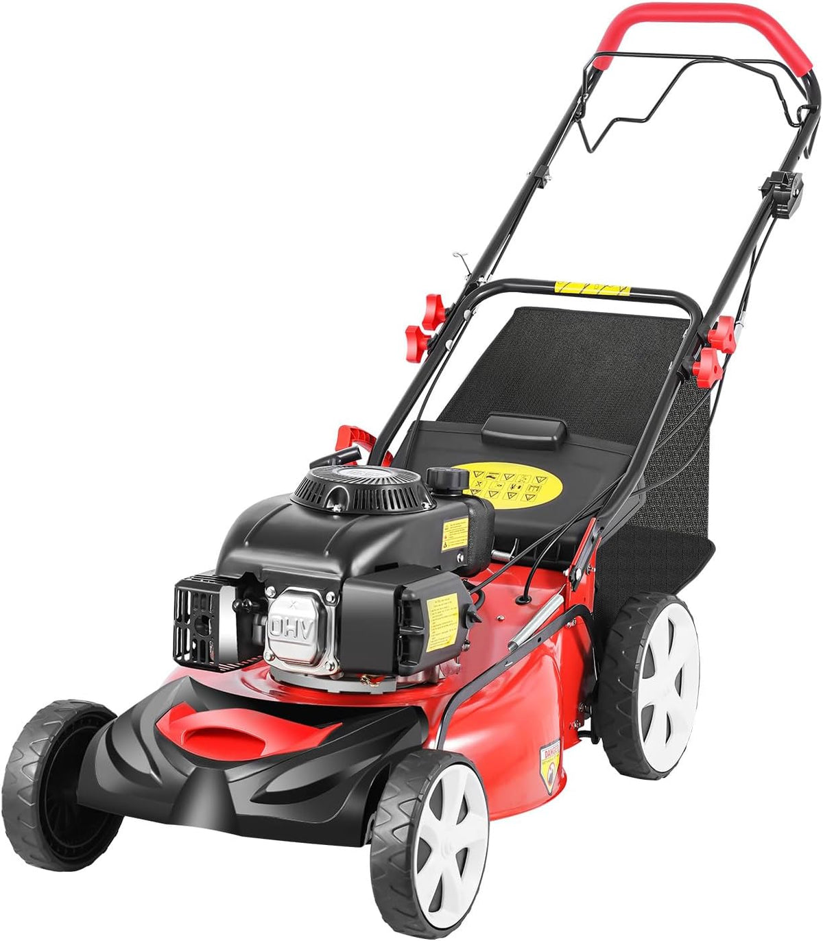 Aradora Cortacésped de Gasolina de 4000 W, 4 Tiempos con 8 Niveles de Altura Regulable, con Motor de Gasolina de 4 Tiempos de 140 CC, Kanbihao