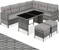 Juegos de conversación ® Conjunto Jardín de Ratán Mesa y Cojines, Conjunto Terraza Resistente a la Intemperie, Muebles Jardín Exterior 5 Piezas, Sofá