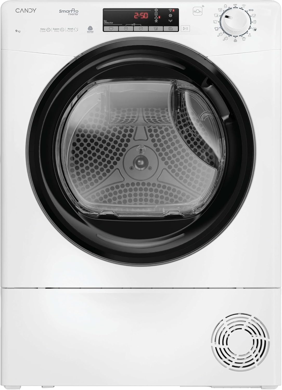 CANDY EH9N4TBE-S Secadora con bomba de calor, Smart Pro Inverter CRO, Secadora 9KG, Bomba de Calor, Panel Smart Touch, WiFi, App hOn, 14 Ciclos, 3
