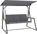 UPF50 de Outsunny, balancin, Columpio de Jardín 3 Plazas + 222x131x175 cm Gris