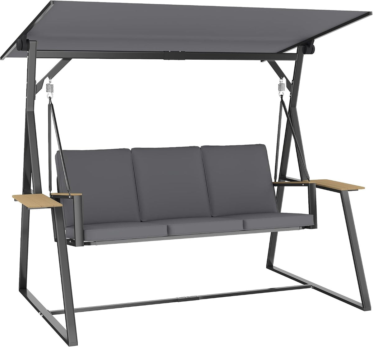 UPF50 de Outsunny, balancin, Columpio de Jardín 3 Plazas + 222x131x175 cm Gris