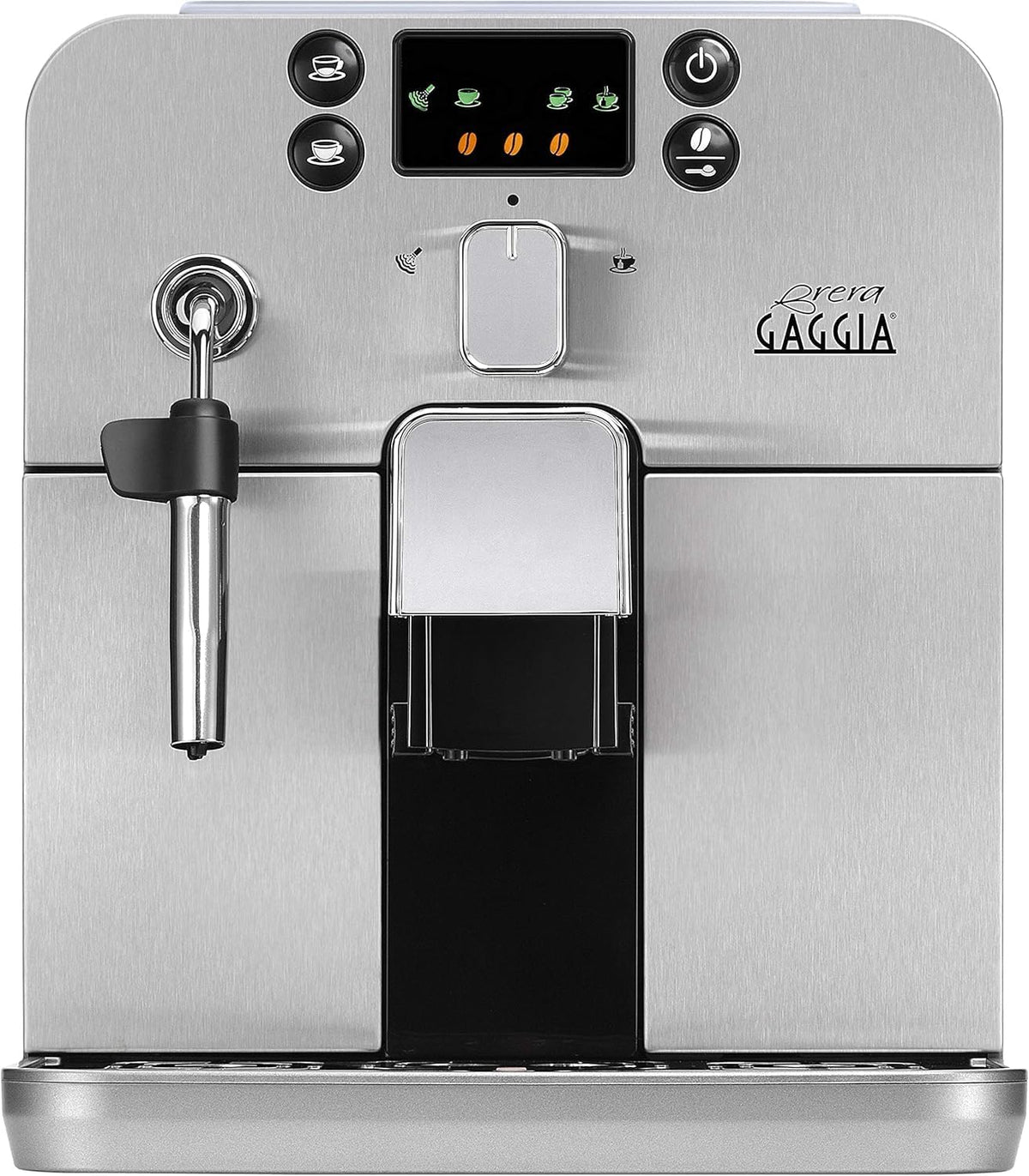 RI9305 de Gaggia, cafetera automática, Brera Silver, Cafetera Automática para Espresso y Cappuccino, Café en Grano o Molido, /01, 1400W, Plata, 100%