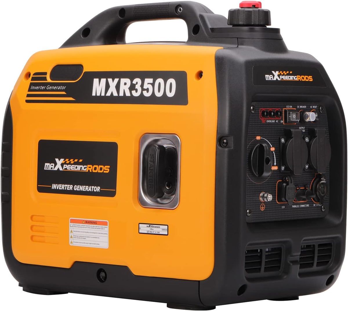 Generador Electrico Gasolina 3300W Estación de Energía Portátil de Emergencia, 230V AC con Inversor y 4L Tanque, Ligero Salidas AC/DC/USB para Camping