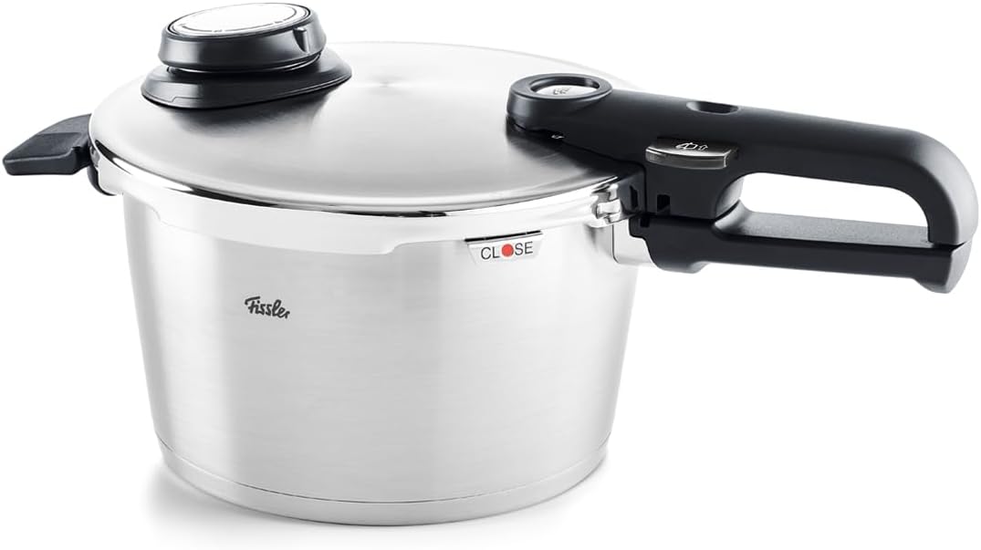 Fissler Ollas a presión, Vitavit Premium Olla a presión de 4, 5 L y 22 cm de diámetro, acero inoxidable, 4 niveles de cocción, incluye accesorio de