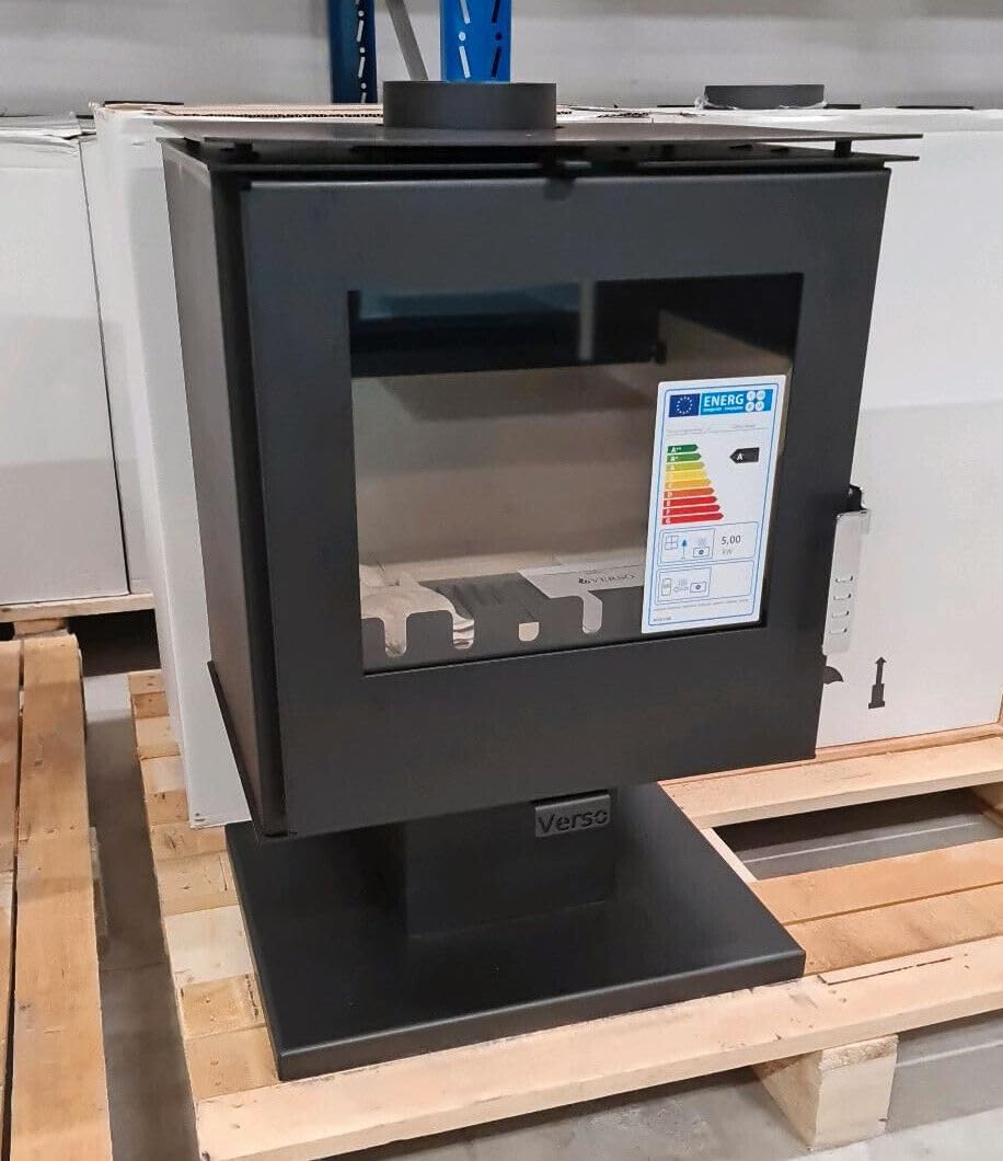 Hornos chimenea Generic, «Estufa de leña Verso Rheia P, 5 kW de potencia calorífica, eficiente y respetuosa con el medio ambiente, diseño moderno para