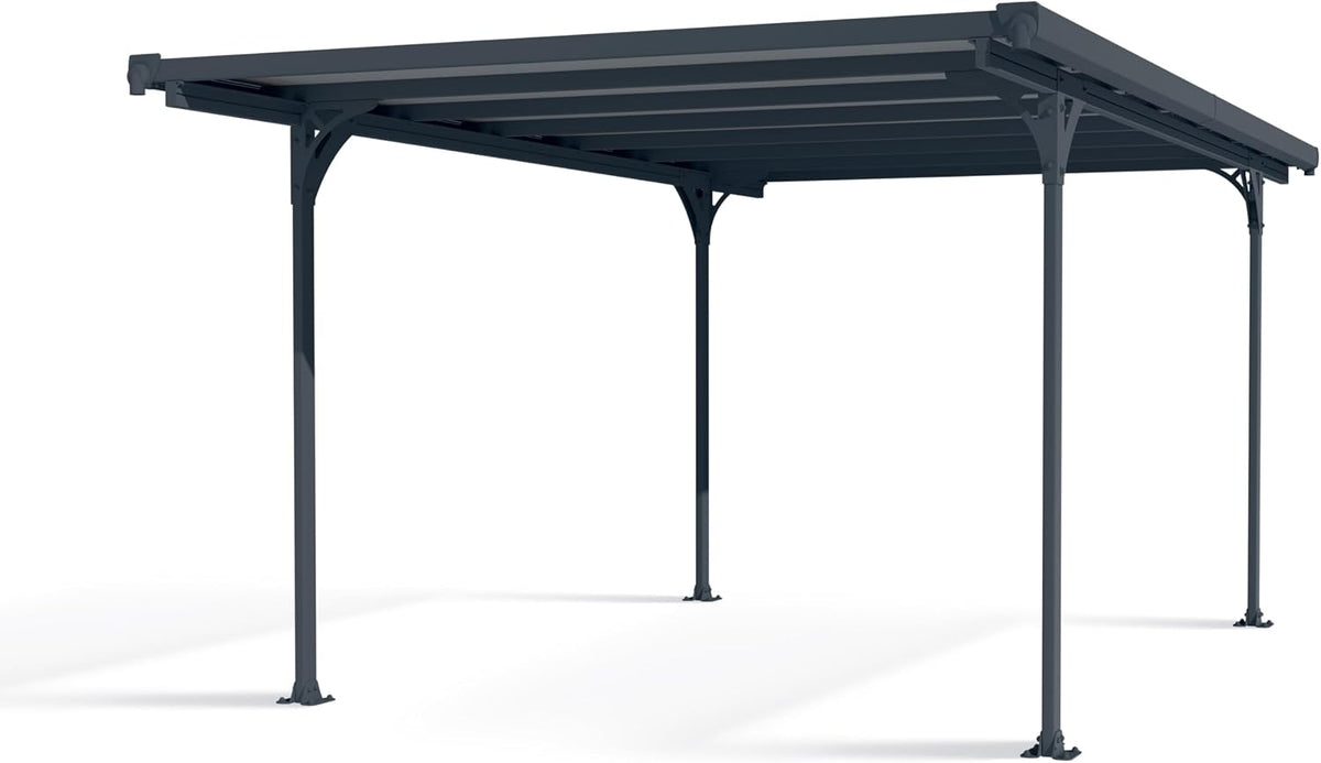 Cochera Canopia by Palram Carport Verona 5000 504 x 299 cm - Carport Individual de policarbonato en Antracita para Coches de Aluminio Inoxidable