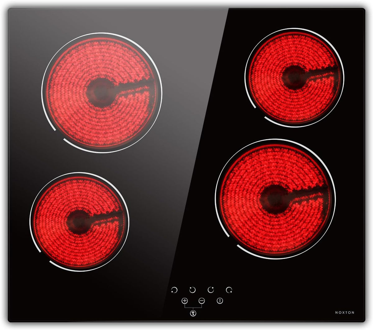 NOXTON Placa de cocina, Placa vitroceramica 4 fuegos, 60 cm, Control táctil, 6000 W
