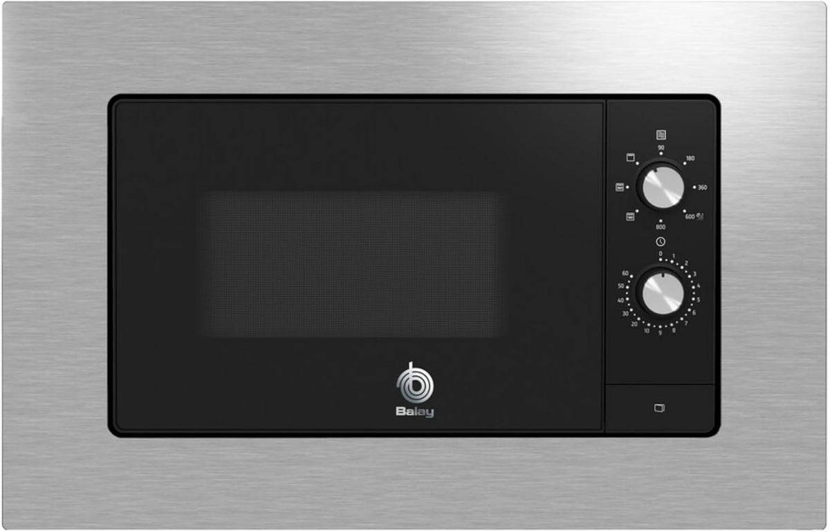 3CG6112X3 de Balay, microondas con grill, Microondas Integrable, 20 litros, Negro/Acero Inoxidable