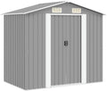 Cobertizos de almacenamiento de Keeushr, Cobertizo de jardín de metal gris 204 x 132 x 186 cm con 4 orificios de ventilación y puertas correderas