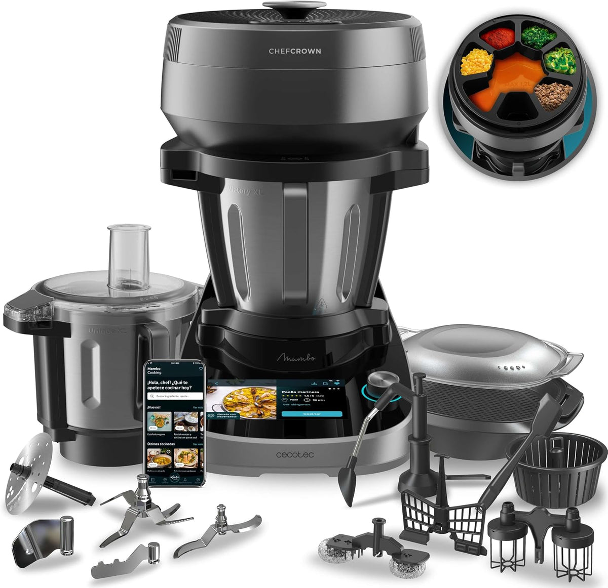 Robots de cocina Robot de Cocina Multifunción 2 Jarras Mambo CooKing Total Gourmet, Cecotec
