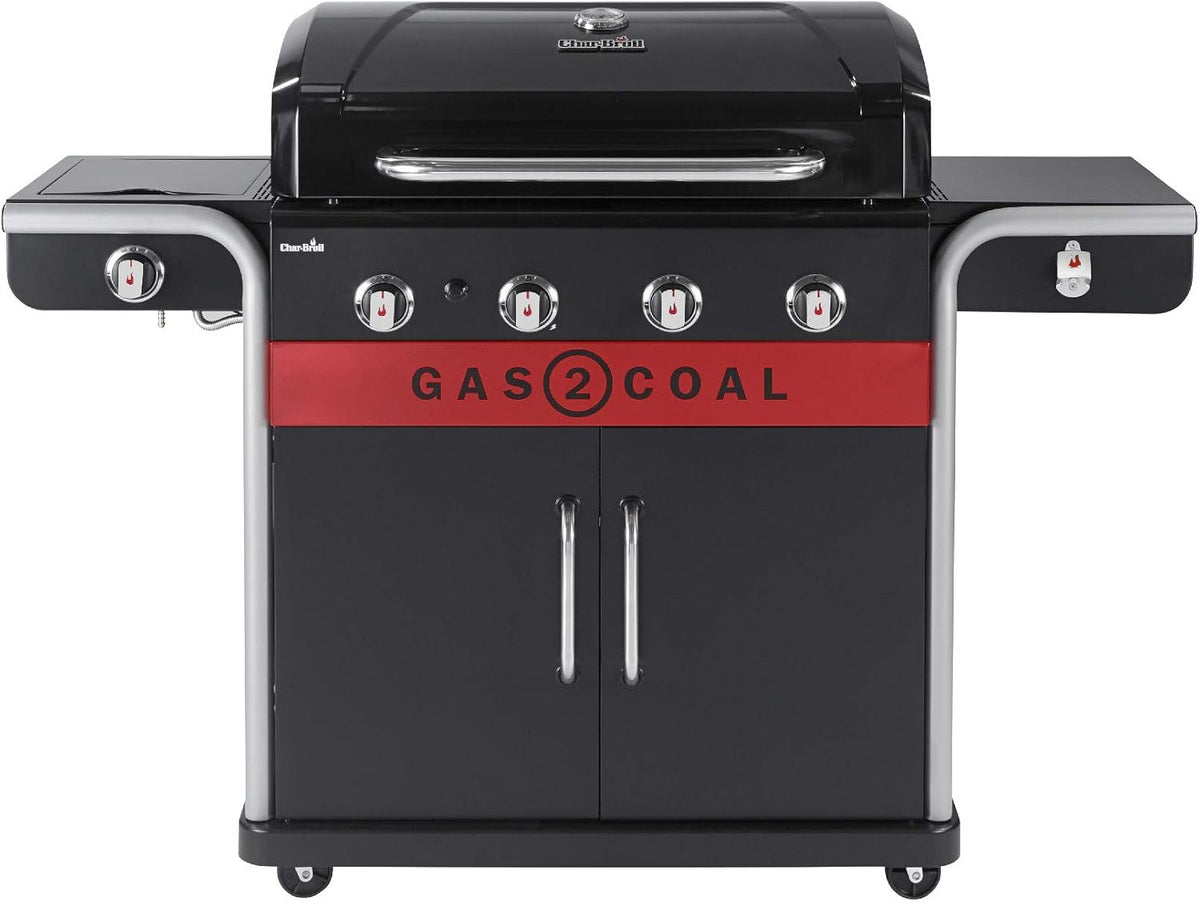 Charbroil Barbacoas de carbón, Char-Broil Barbacoa de Gas Gas2Coal 2.0 440 - Barbacoa híbrida de 4 quemadores con 2 bandejas para carbón patentadas, 2