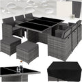 tectake Juegos de conversación, ® Conjunto Jardín Exterior de Ratán y Aluminio, Muebles Jardín Exterior Resistentes a la Intemperie, para hasta 10