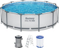 Piscinas desmontabl Bestway, Steel Pro MAX Frame - Juego de Piscina con Bomba de Filtro (diámetro 366 x 100 cm), Color Gris Claro