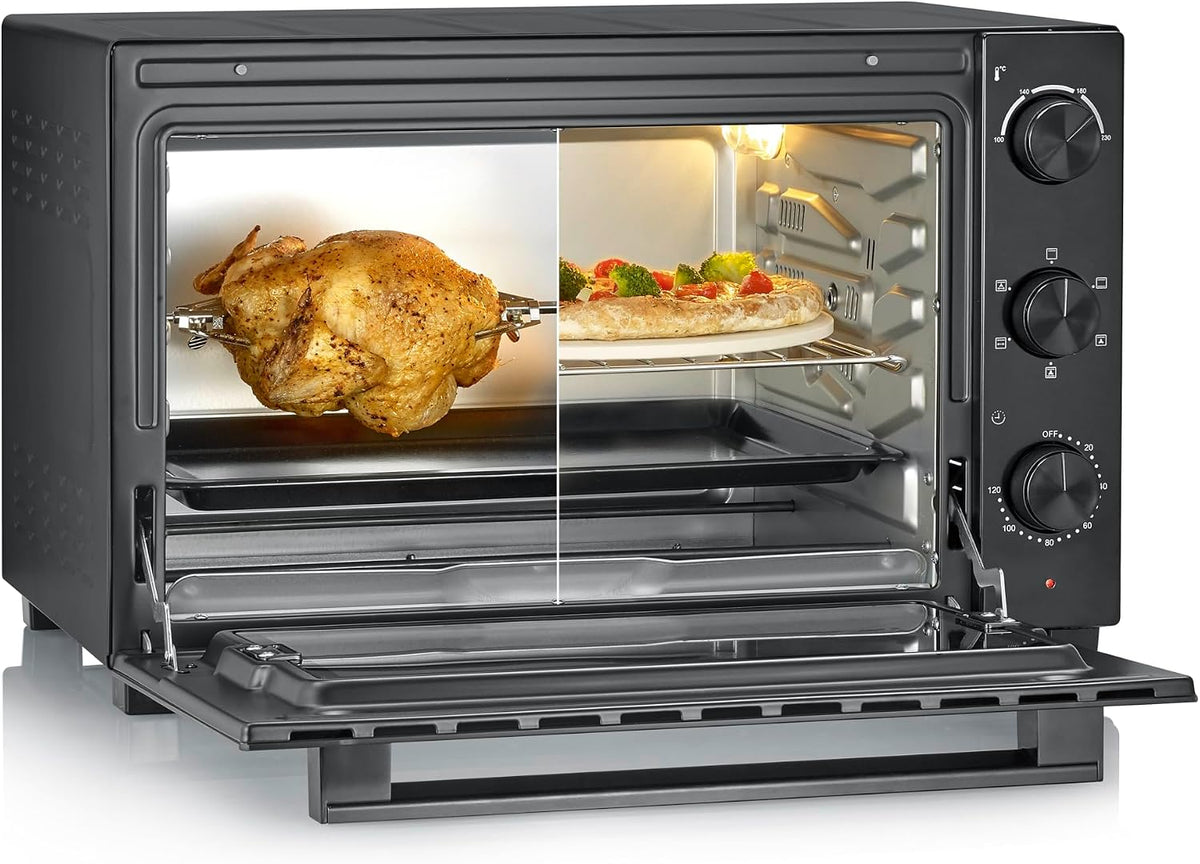 Severin Hornos tostador, Horno de sobremesa con función de convección, incluye asador giratorio para carne, horno de convección de 46 litros de