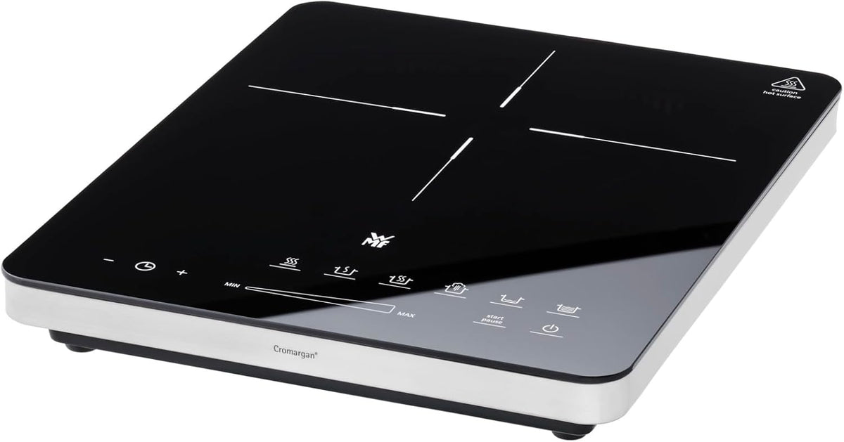 Placas de cocina portátil de WMF, Kult X - Placa de inducción portatil de acero inoxidable 18/10, 2100 W, cocina o calienta, 6 programas y 8 potencias