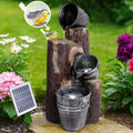 AMUR Fuentes para estanqu, Fuente de Jardin Fuente de Agua en Cascada de 3 Niveles Fuente Decorativa Tronco de arbol para Jardines, Patios, Balcones