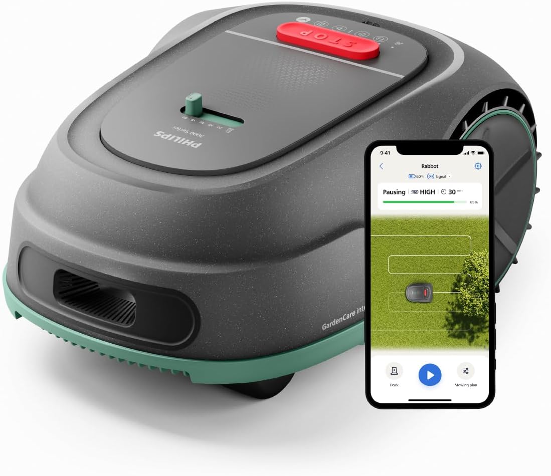 Robots cortacésped 3000 Robot Cortacésped sin Cable, Mapeo GPS, Sensor de Lluvia, Gris, PHILIPS