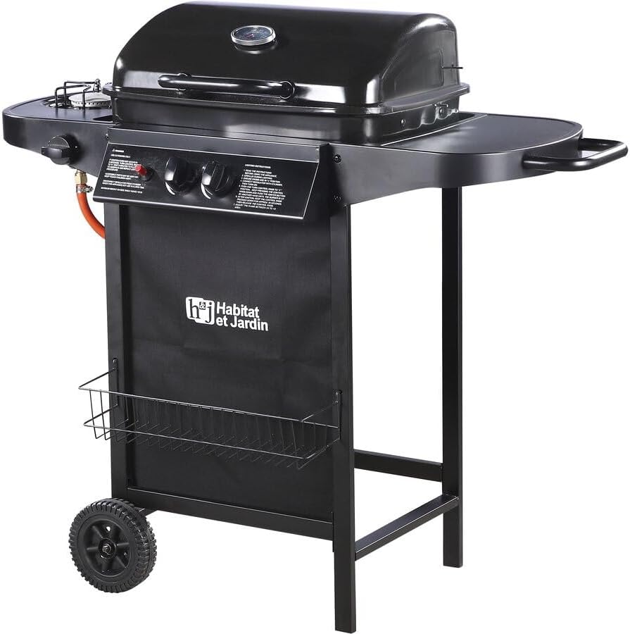 Habitat et Jardin Barbacoas de carbón, Babarcoa a gas Party 3-3 quemadores (1 lateral) - 5, 8kW - Negro