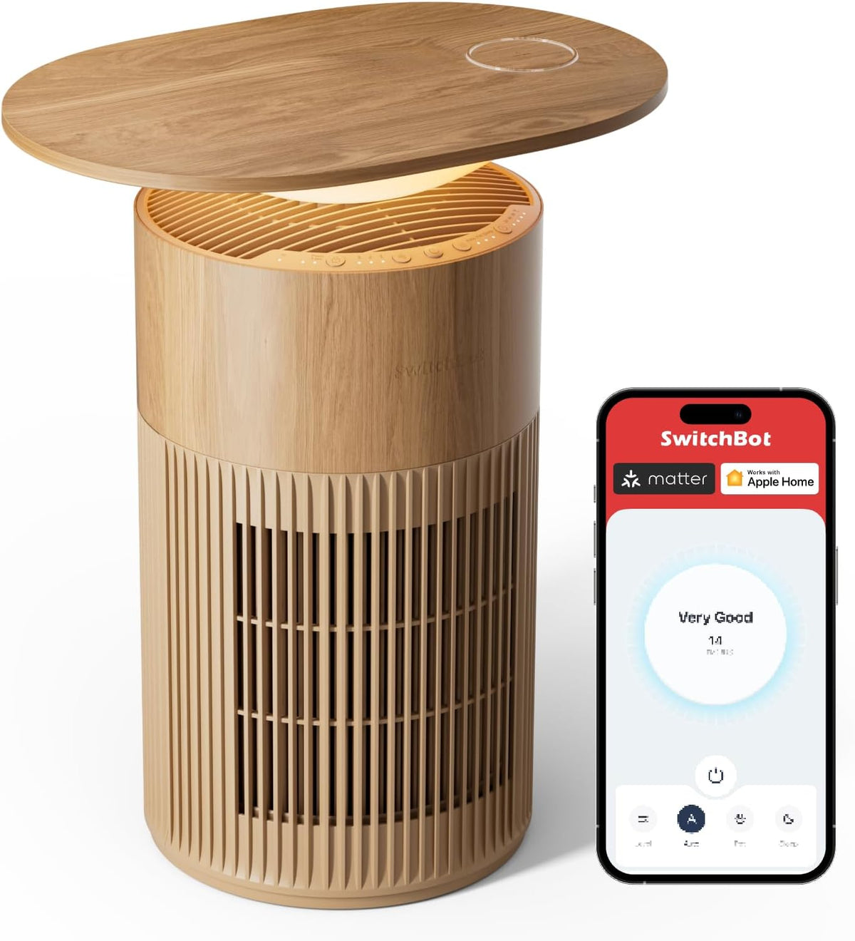 Purificadores de aire SwitchBot, Purificador de aire con control de aplicación y luz nocturna, CADR 400m³/h hasta 83㎡ habitaciones, filtro HEPA