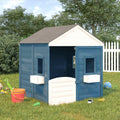 FWIKDUN Casas de juguete, Casa de juegos de madera maciza de abeto con puerta con cerradura y ventanas abiertas como caseta de jardín con dos macetas