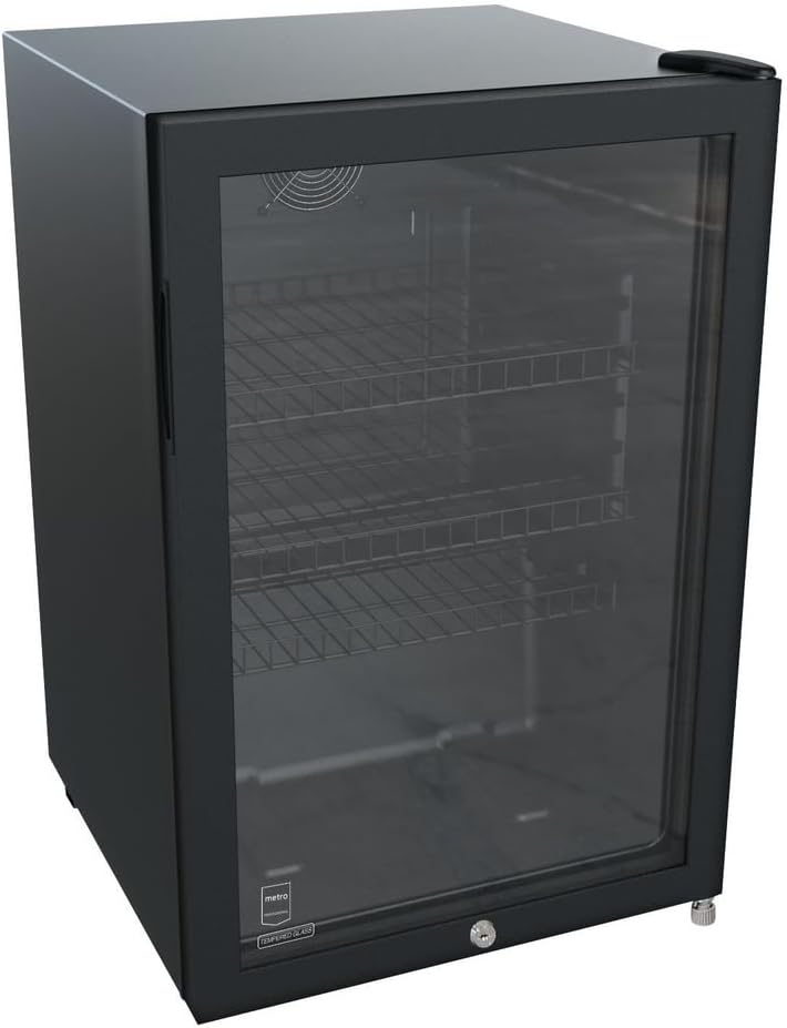 Frigoríficos para bebida METRO Professional, Frigorífico GSC2125B, nevera vertical con puerta de cristal, 118 L, negro, 1.068 kWh/24h, 220-240V con