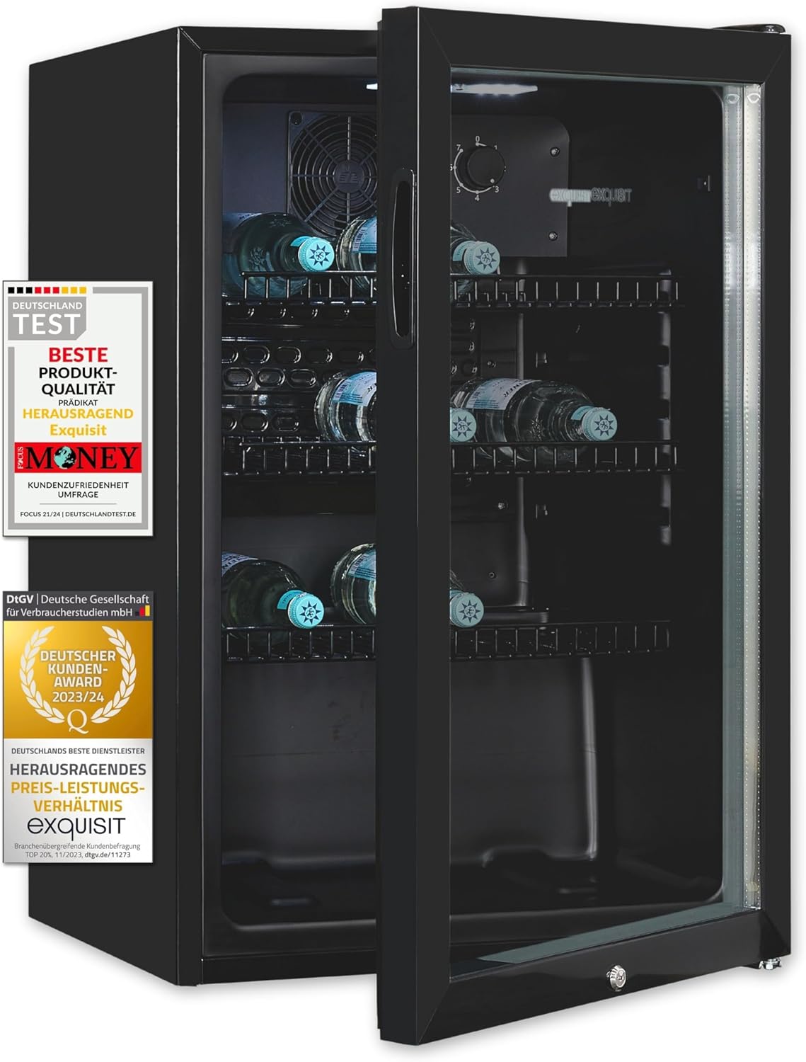 GKS120-GT-160C de Exquisit, frigoríficos para bebida, Frigorífico para puerta de cristal (118 L)