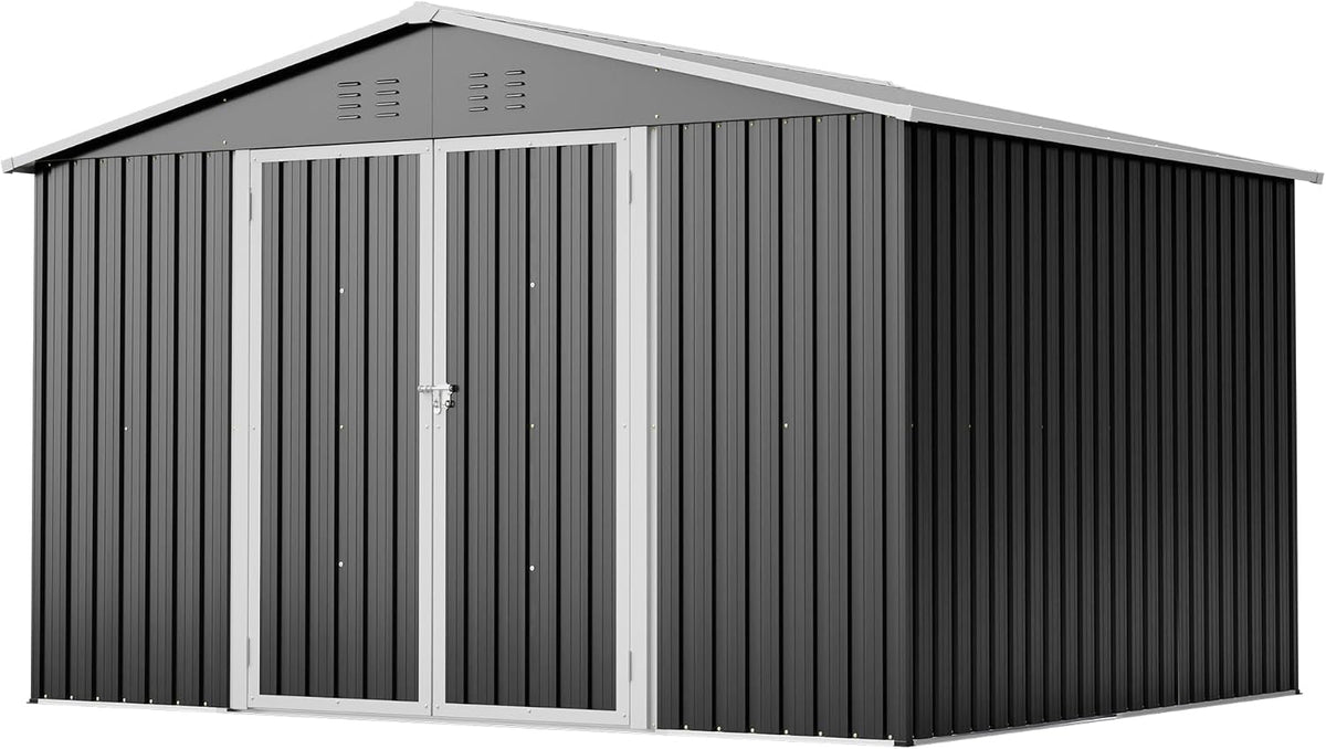 Cobertizos de almacenamiento Cobertizo para herramientas de metal grande, 6, 9 m², cobertizo de jardín con mucho espacio de almacenamiento, cobertizo