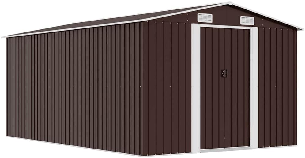 Refined Cobertizos de almacenamiento, Caseta de jardín Metal marrón 257x392x181 cm