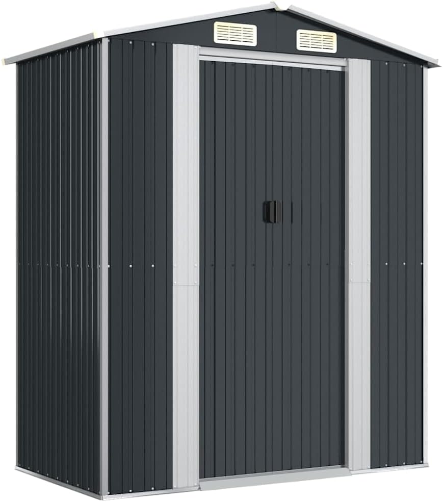 Cobertizos de almacenamiento Cobertizo de jardín Acero galvanizado Antracita 192x108x223 cm, vidaXL