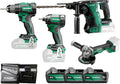 Kits de varias herramienta de HIKOKI, Kit de Herramientas 18V Brushless, Amoladora y Taladro Combinado