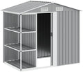 Cobertizos de almacenamiento vidaXL, Cobertizo de jardín con estantería Hierro Gris 205x130x183 cm