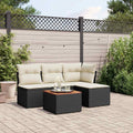 Juegos de conversación Conjunto Jardin Exterior con Almacenaje, Ratán Muebles de Jardin 4 Plazas con Cojines y Mesa de Madera, para Patio Terraza