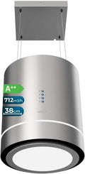 800M3 de Cecotec, campana extractora de isla, 44Cm En Isla Redonda Bolero Flux Cre 448000 Inox A++. Acabado Acero Inox, Succión /H, Motor 210W