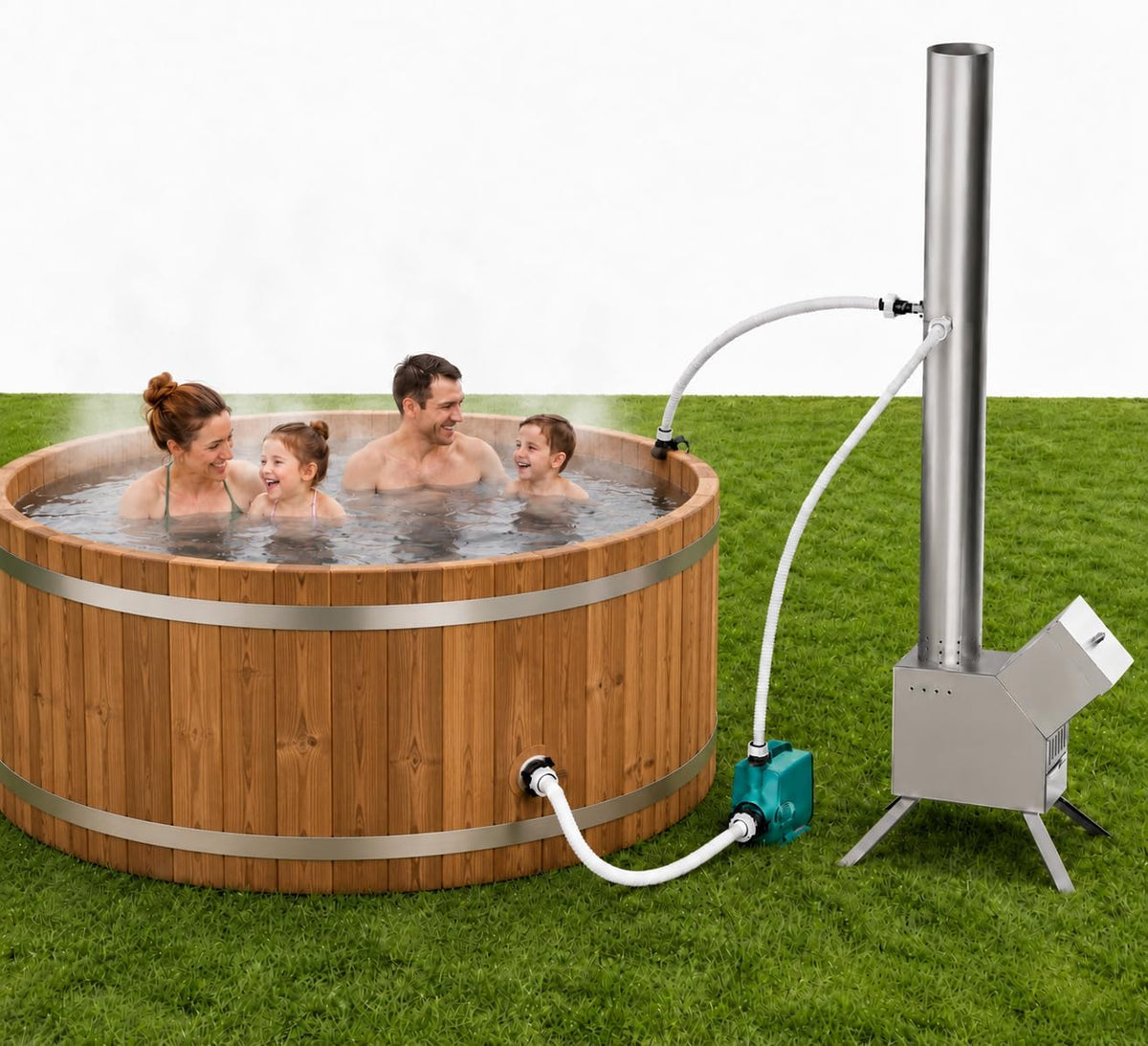 ECOPOOLTECH Bombas de calor para piscina, Calentador de piscina a leña, calefacción de piscina a leña para agua caliente al aire libre, adecuado para