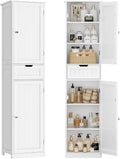 Armarios alto TEENFON, Mueble de Baño Estrecho Alto con Cajón, Armario Baño Delgado 1 Cajón + 2 Puertas Gran Capacidad Almacenaje, 40 x 30 x 170 cm