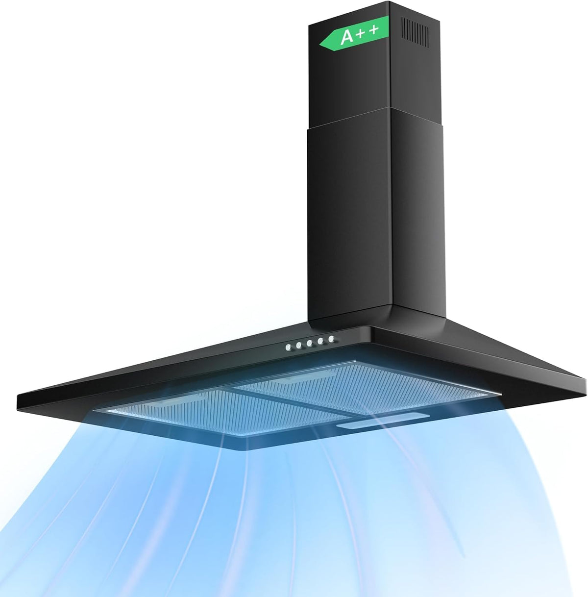 Karinear Campana extractora, de 60 cm de ancho, 380 m³/h, campana de pared con filtro de carbón activo, 3 niveles de potencia, campana extractora con