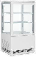 Neveras de exposición de Générique, Genérico Mini Vitrina Refrigerada 58L - Blanco - 4 Caras Acristaladas - Frío Ventilado 0 a +12°C - Iluminación LED